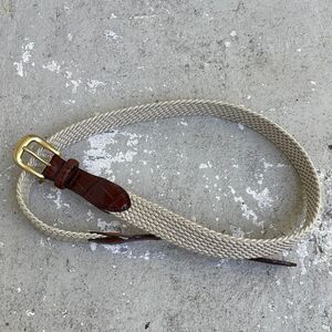 Brighton woven belt with leather accent